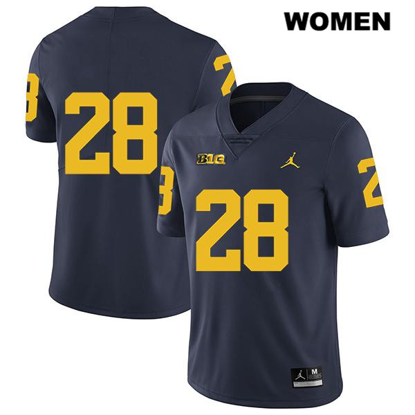 Women's NCAA Michigan Wolverines Danny Hughes #28 No Name Navy Jordan Brand Authentic Stitched Legend Football College Jersey YR25P57PV